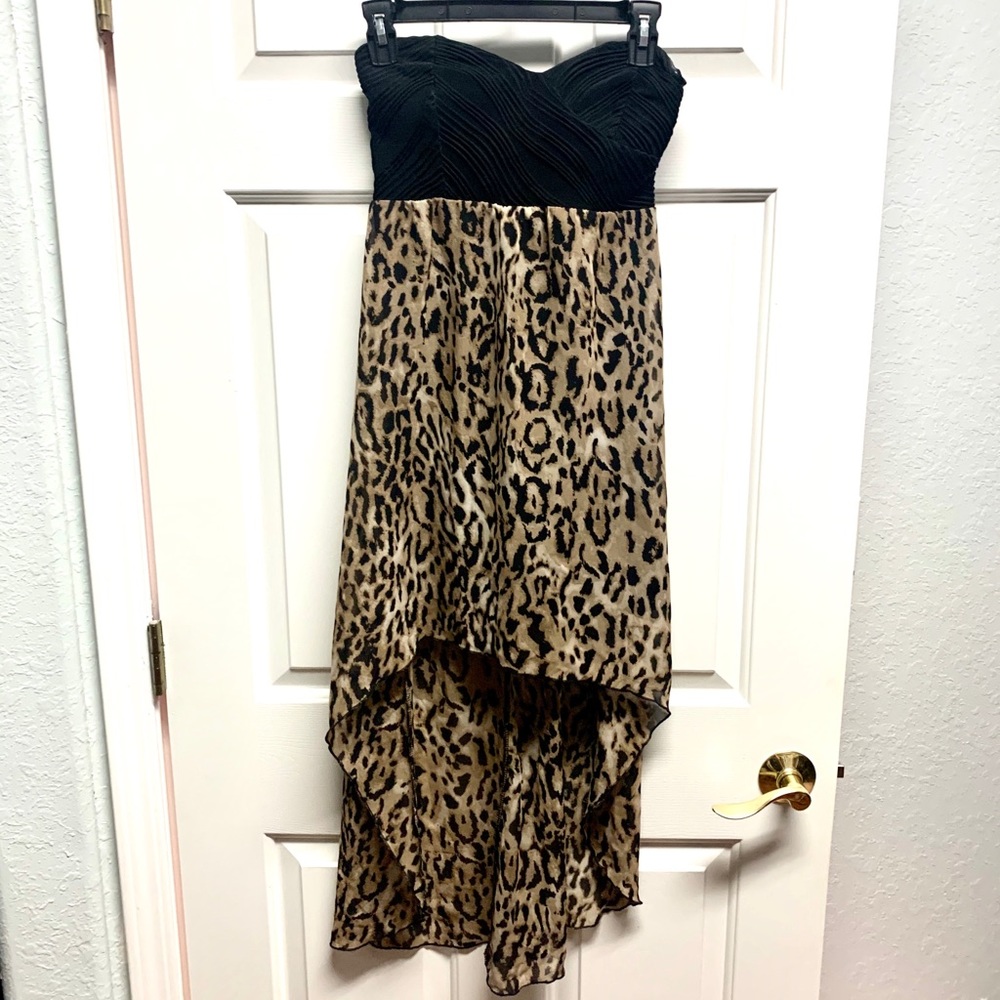 Adorable Black / Cheetah High Low sexy back Dress